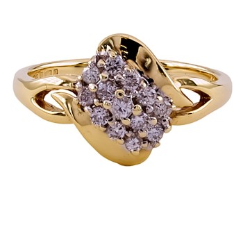 9ct Gold Diamond 0.33cts Cluster Ring Size M